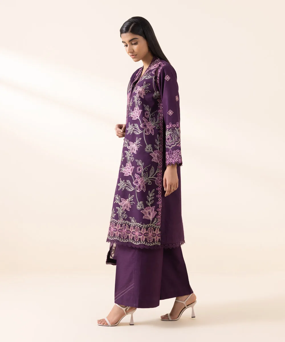 3 Piece - Embroidered Dobby Suit