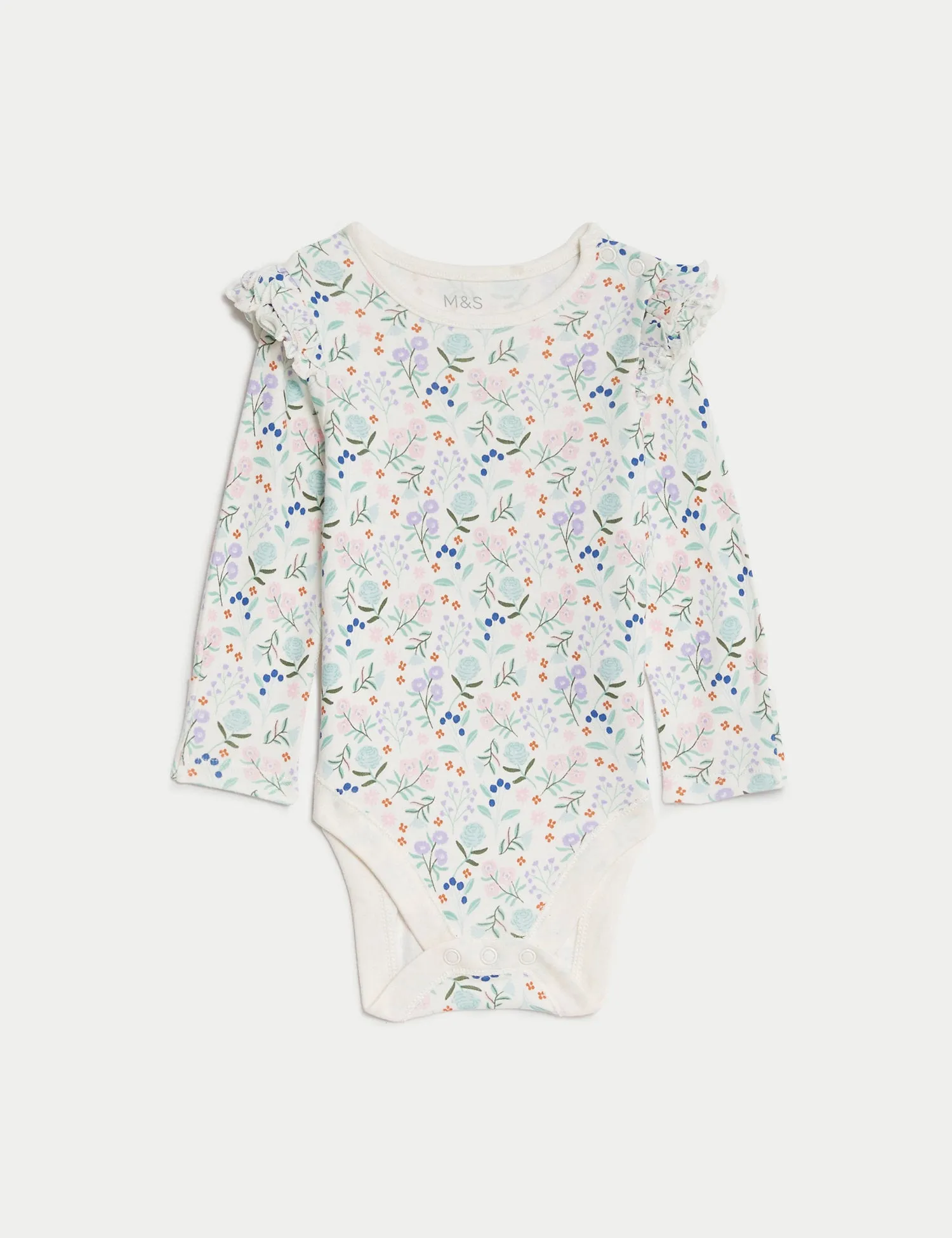 3pk Pure Cotton Floral Bodysuits