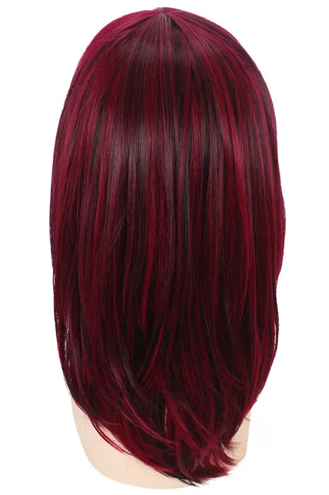 50cm Long Straight Mixed Wine Red And Black Cosplay Wig