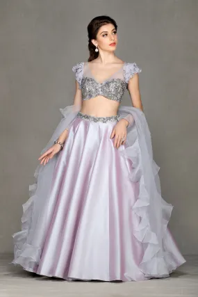 A-line lehega with ruffle sleeves top