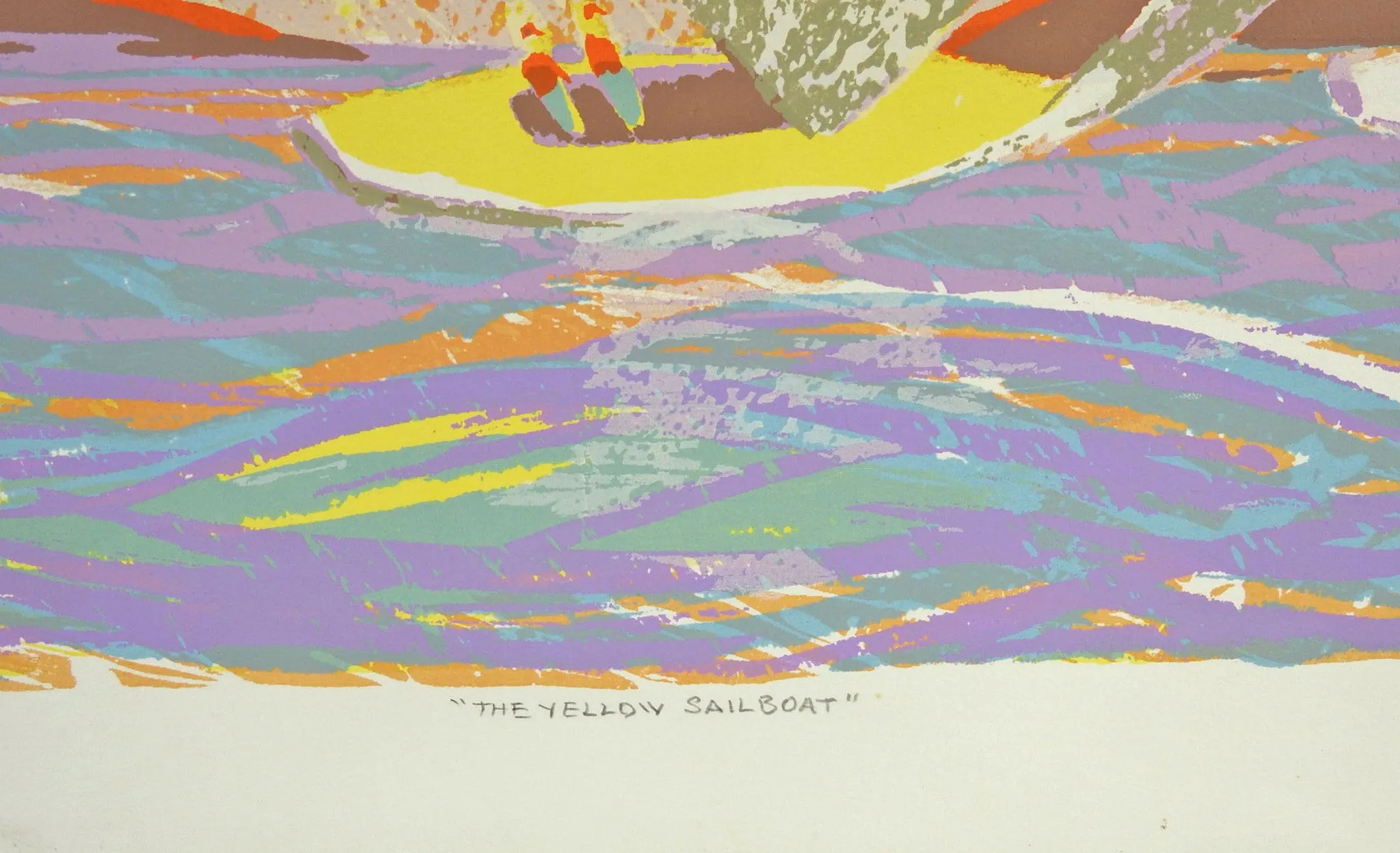 Abstract Yellow Sail Boat Serigraph