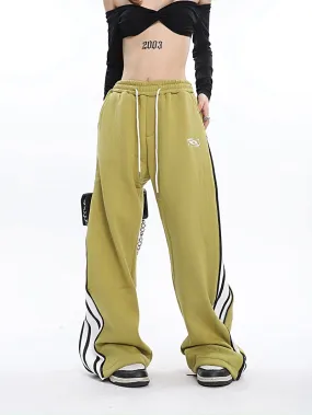 Aleah Zip Up Reveal Stripes Solid Color Long Straight Leg Sweatpants