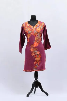 ALLURING MAUVE COLOUR AARI WORK EMBROIDERED KURTI WITH NEW DESIGNER PAISLEYS PATTERN