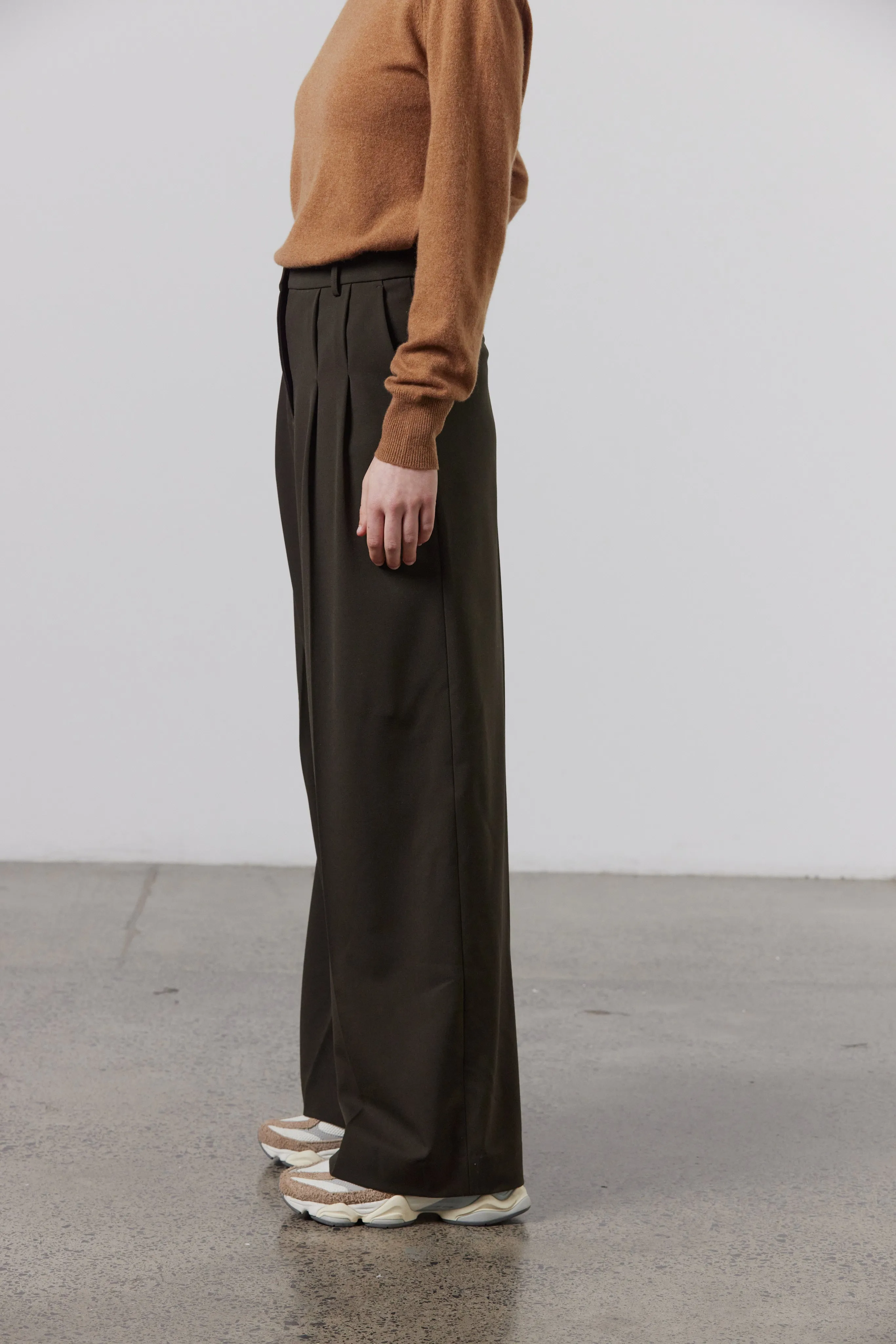 Ava Wide Leg Pant - Bark
