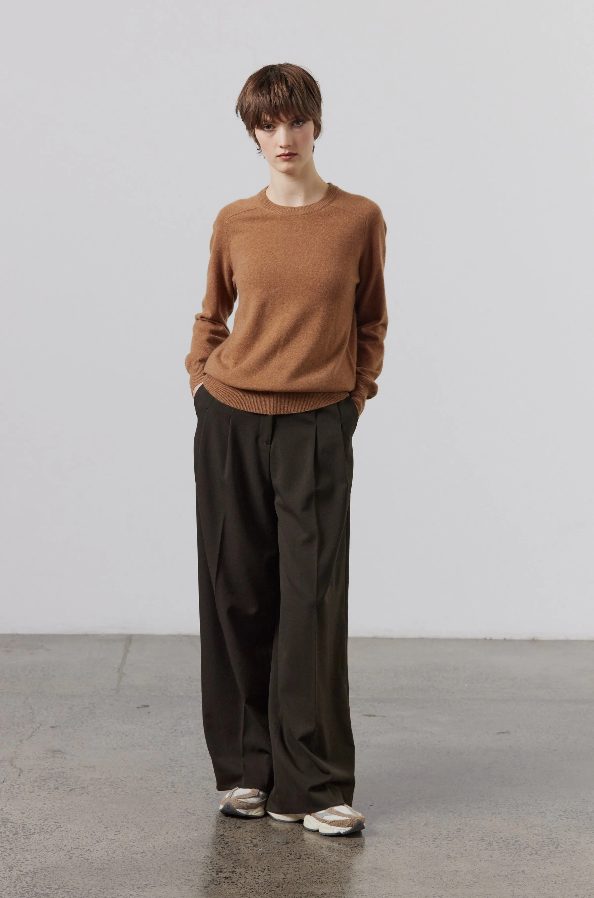 Ava Wide Leg Pant - Bark