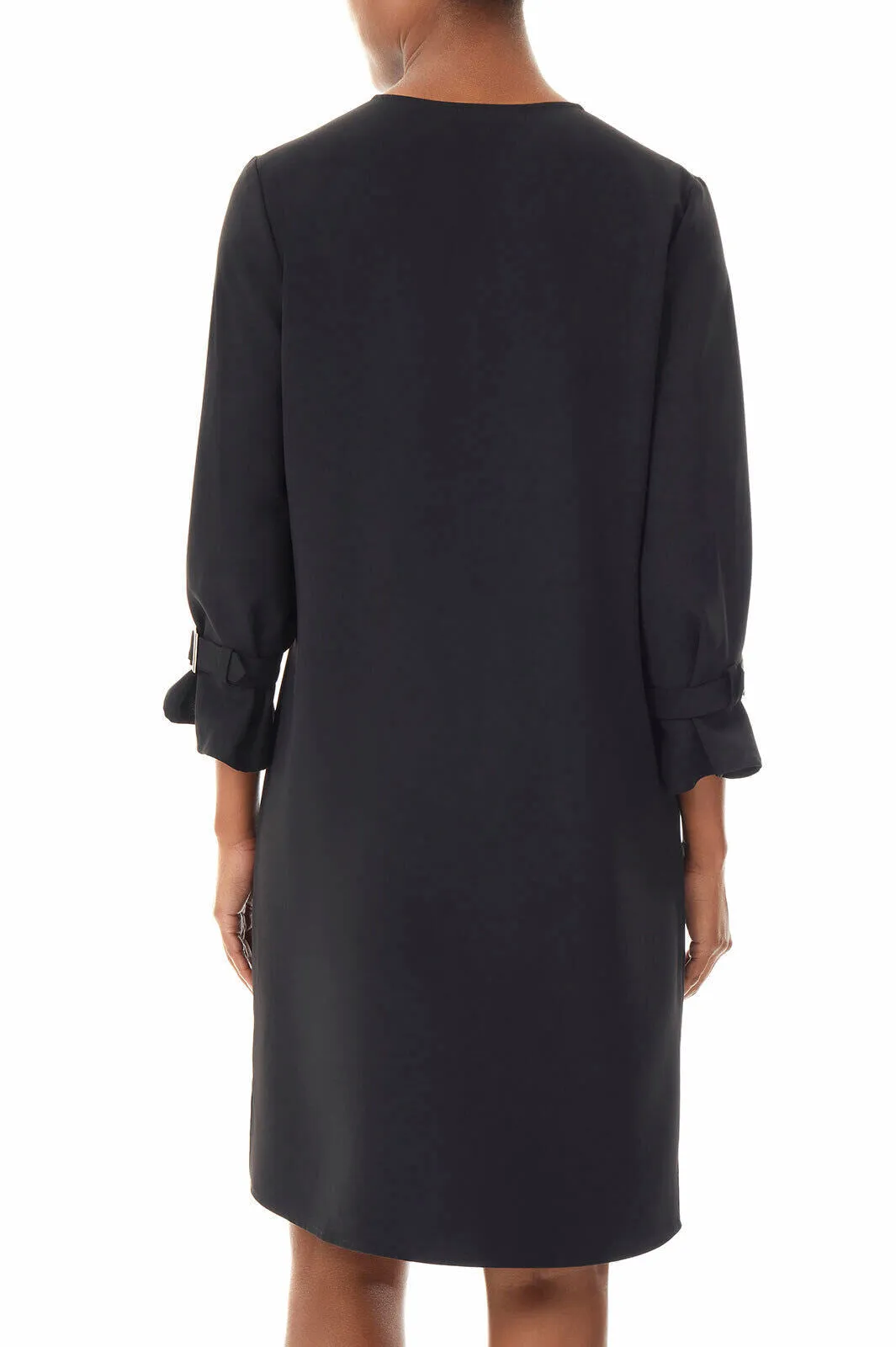 Bell Sleeve Crepe Shift Dress