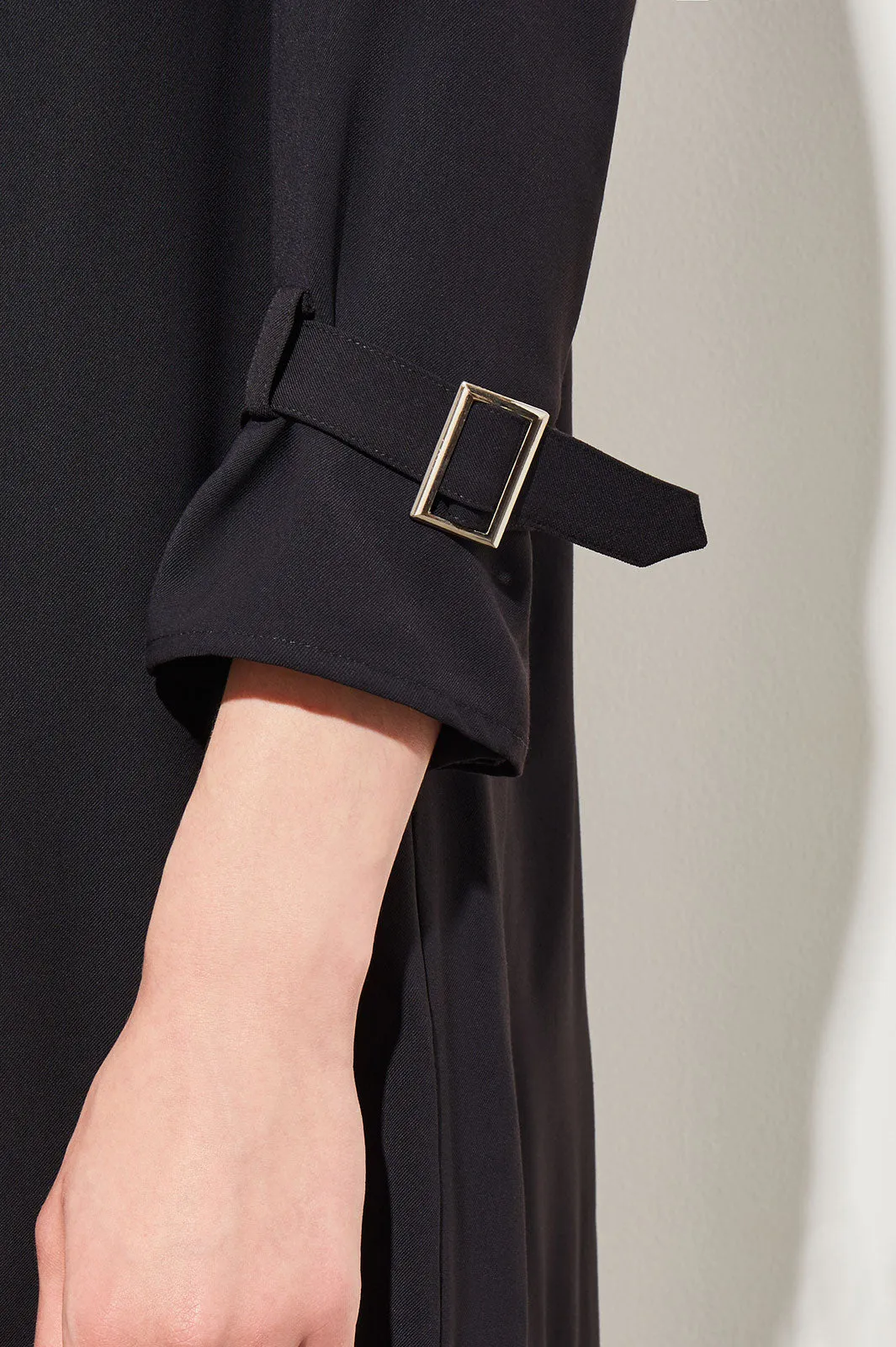 Bell Sleeve Crepe Shift Dress