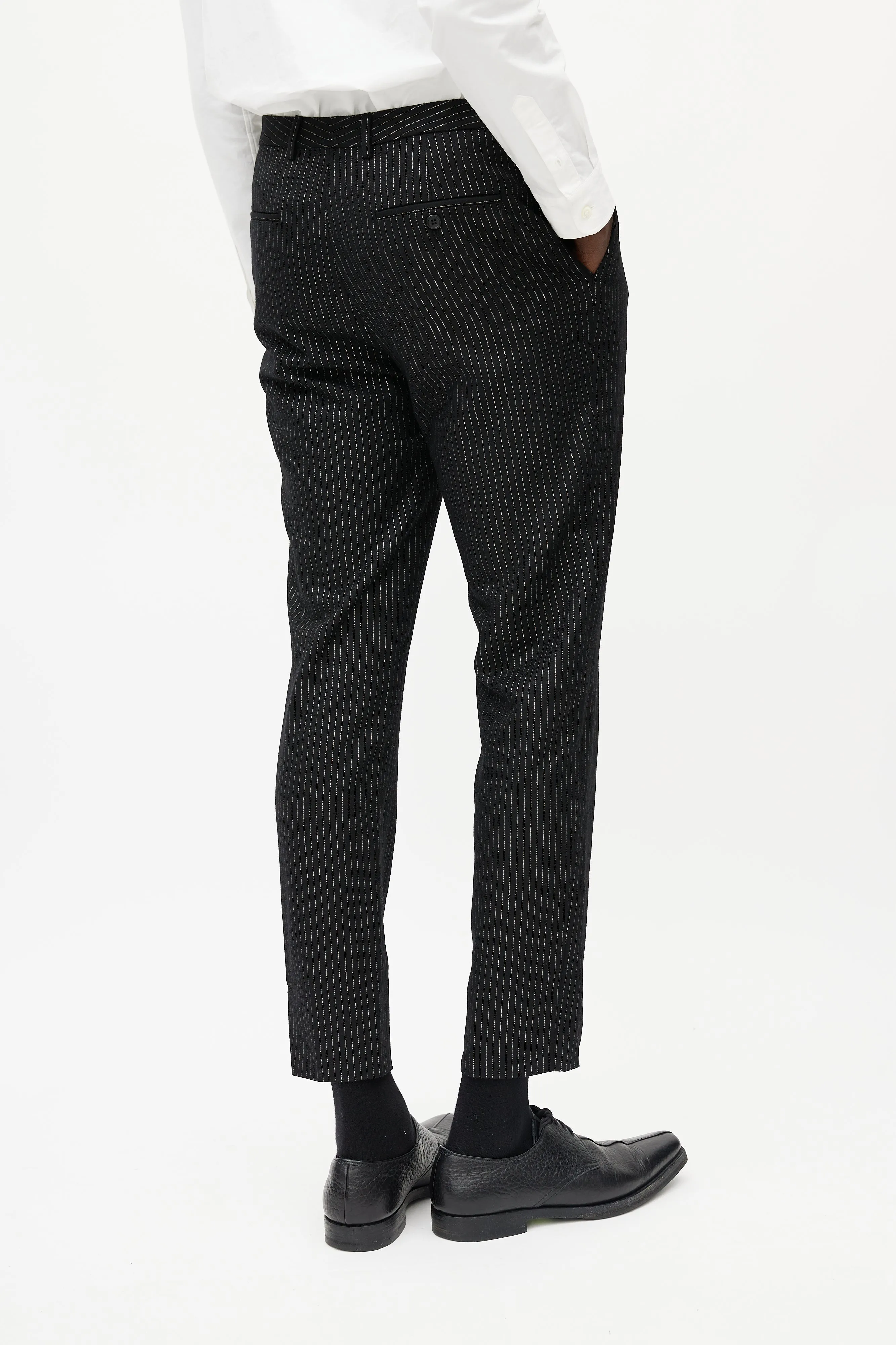 Black & Gold Metallic Wool Striped Trouser