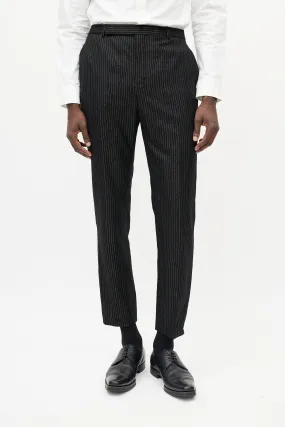 Black & Gold Metallic Wool Striped Trouser
