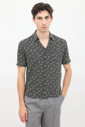 Black & Grey Silk Dot Cherry Printed Shirt