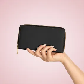 Black Color Best Zipper Wallet, Solid Color Long Compact Designer Premium Quality Women's Wallet