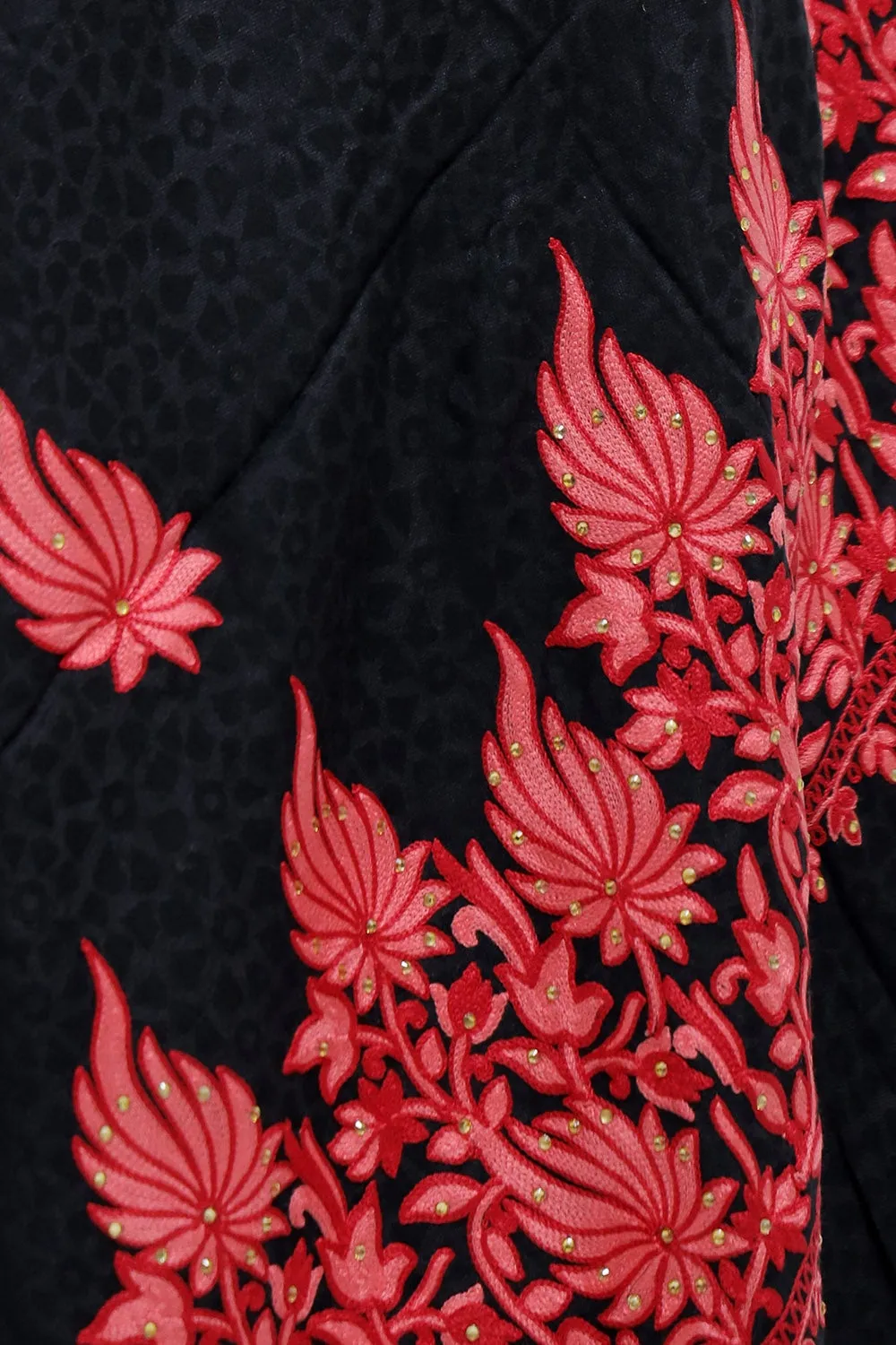 Black Colour Aari Work  Embroidered Stole Embellished With Swarovski Work .