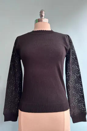 Black Lace Sleeve Sweater by Voodoo Vixen
