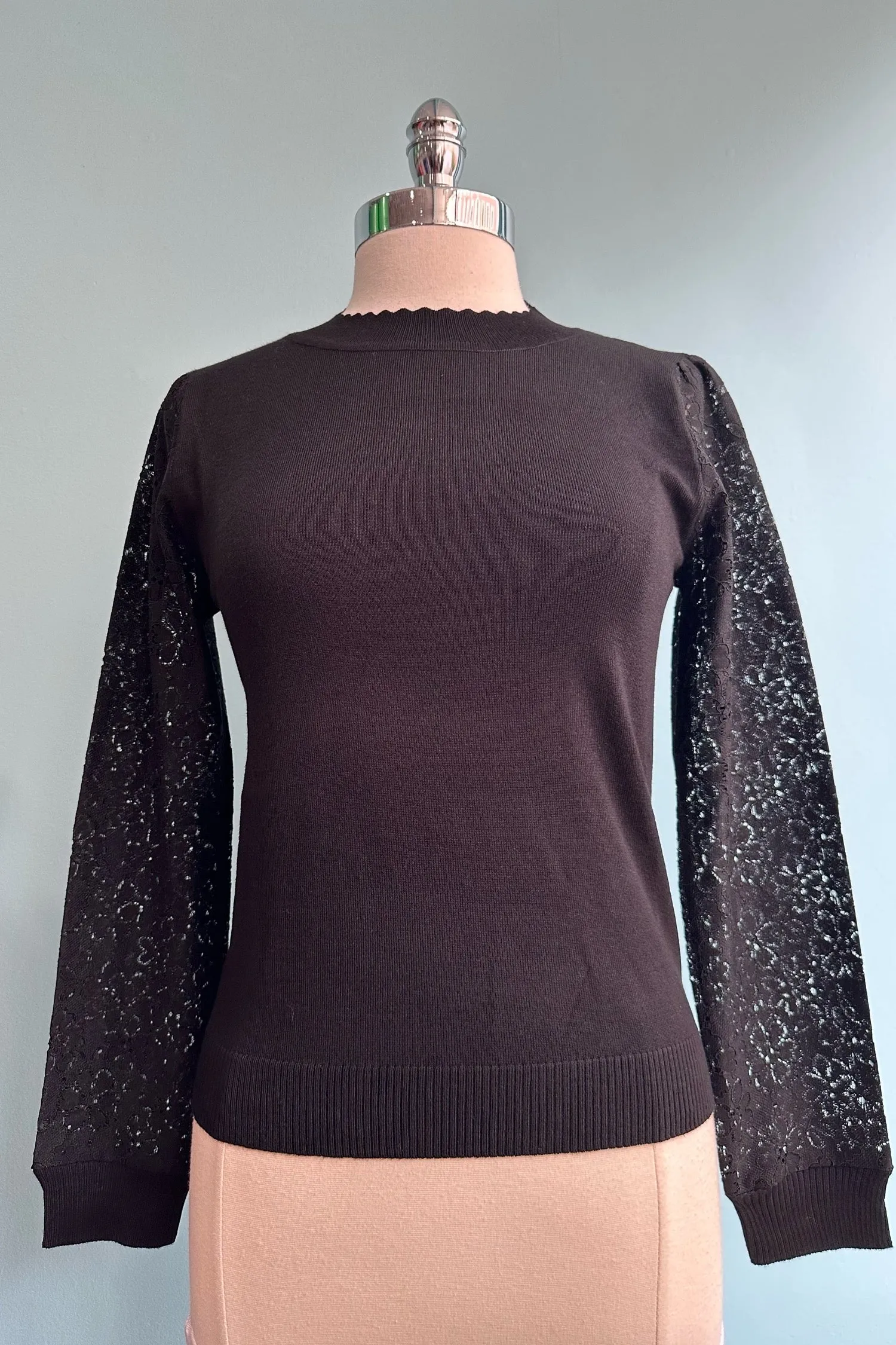 Black Lace Sleeve Sweater by Voodoo Vixen