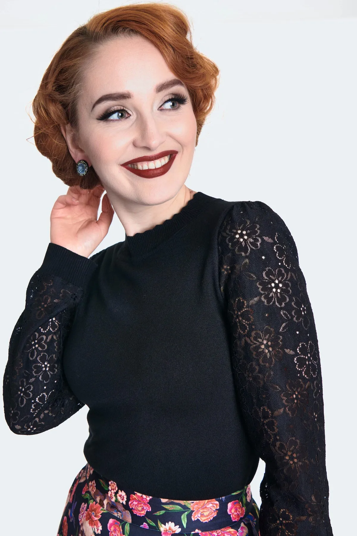 Black Lace Sleeve Sweater by Voodoo Vixen
