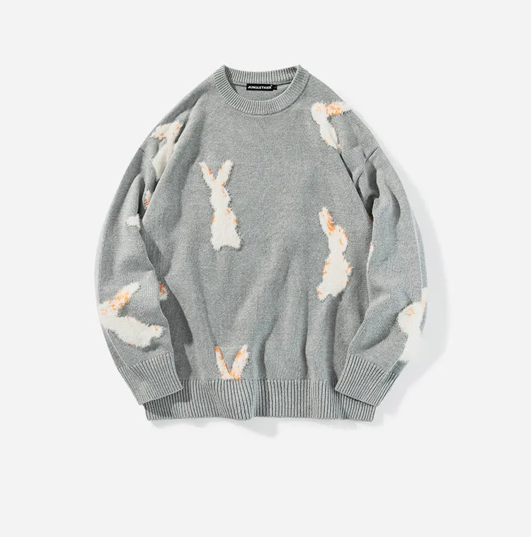 Black Rabbits Round Neck Sweater