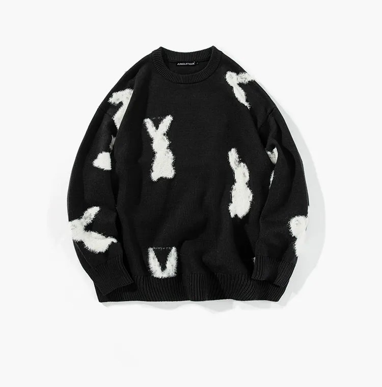 Black Rabbits Round Neck Sweater