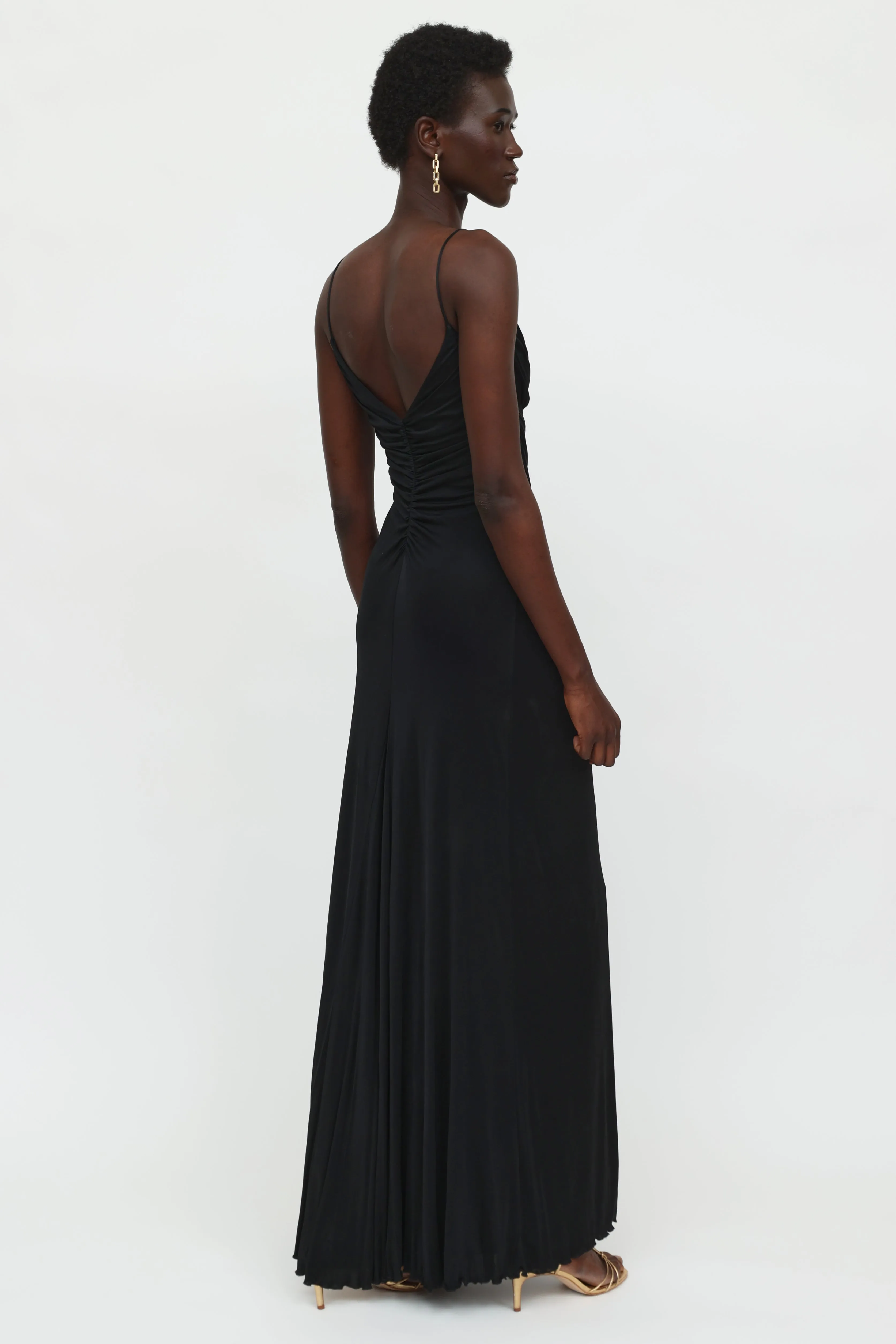 Black Ruched Long Gown
