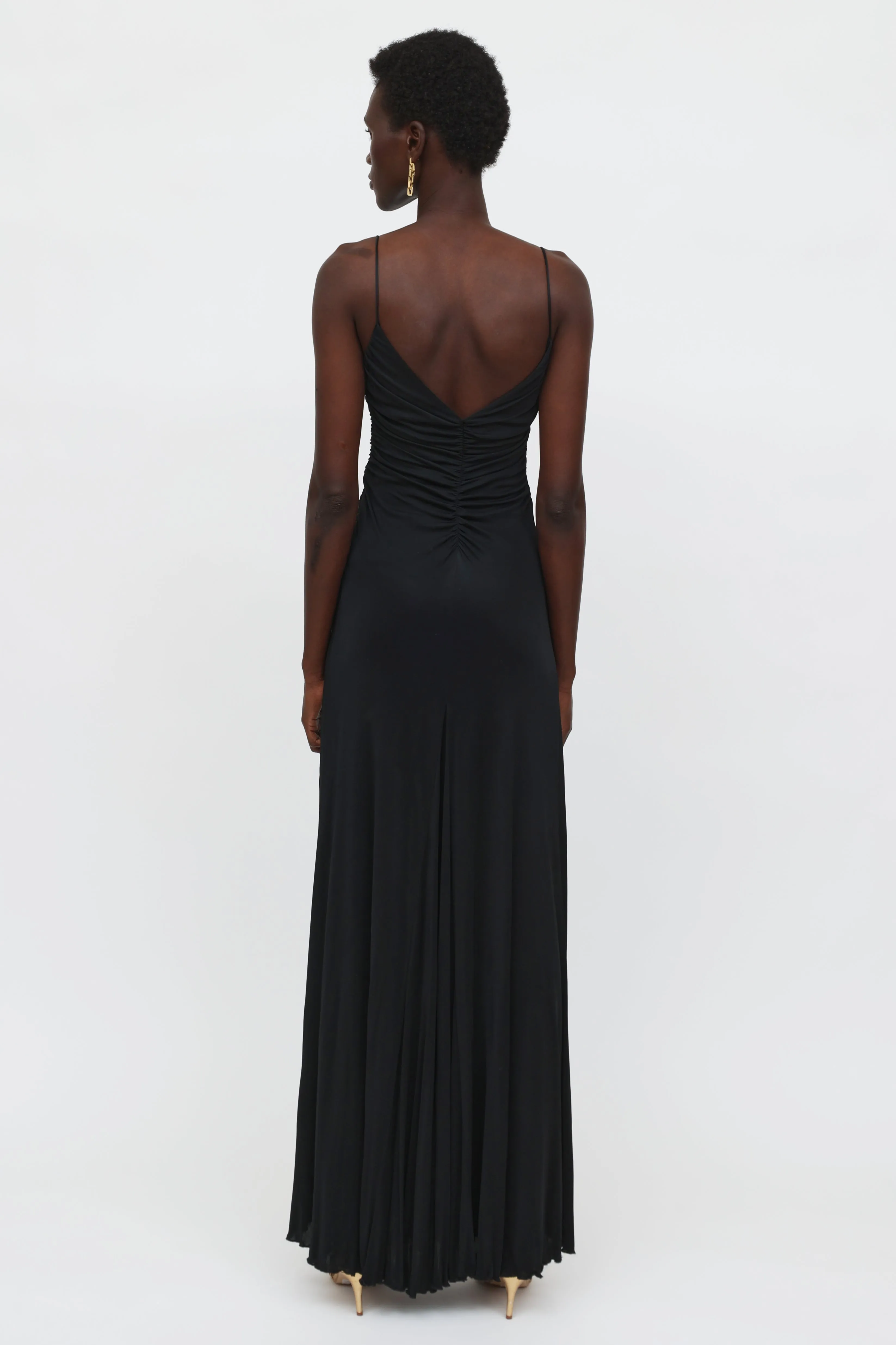 Black Ruched Long Gown