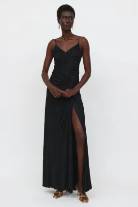 Black Ruched Long Gown