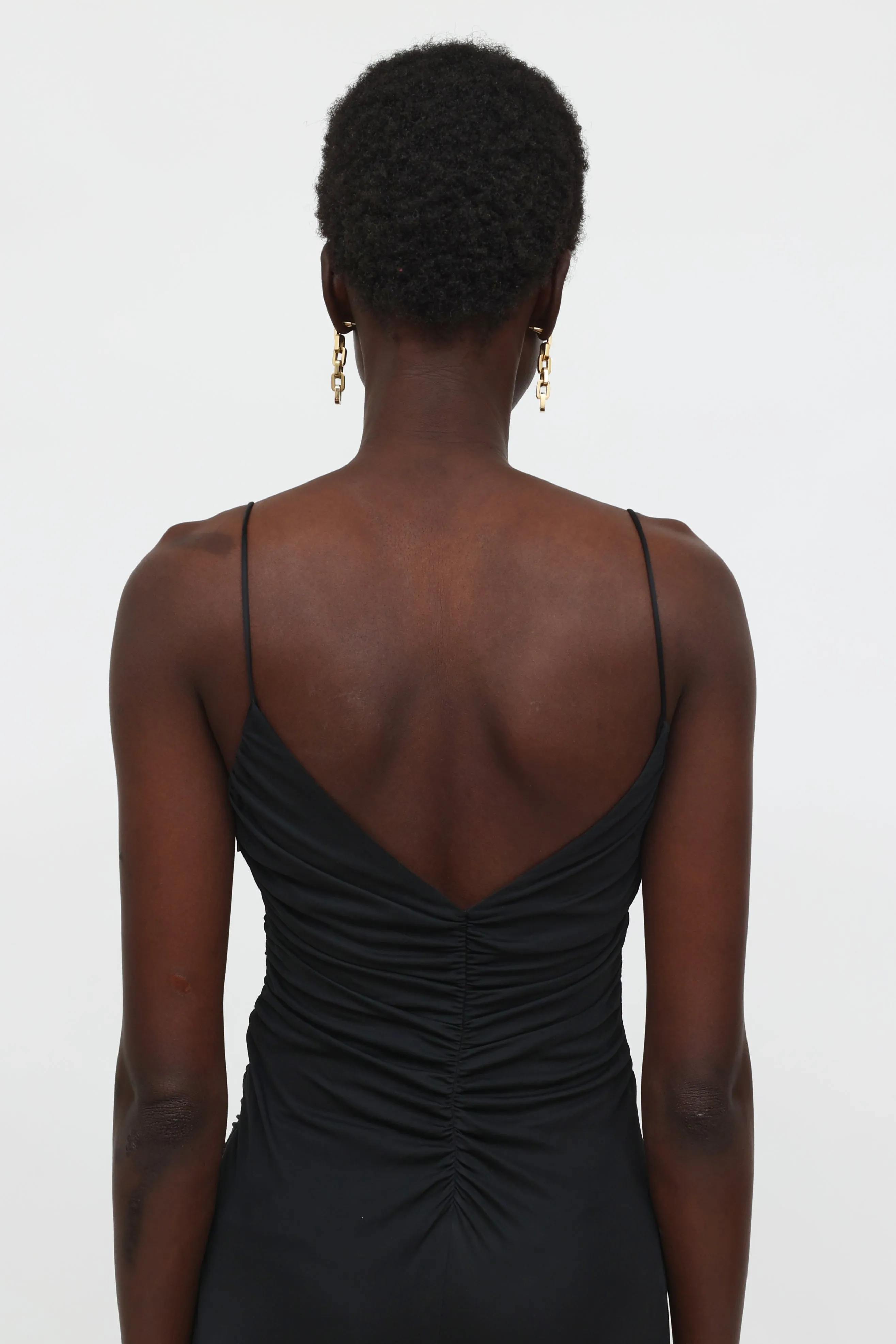 Black Ruched Long Gown