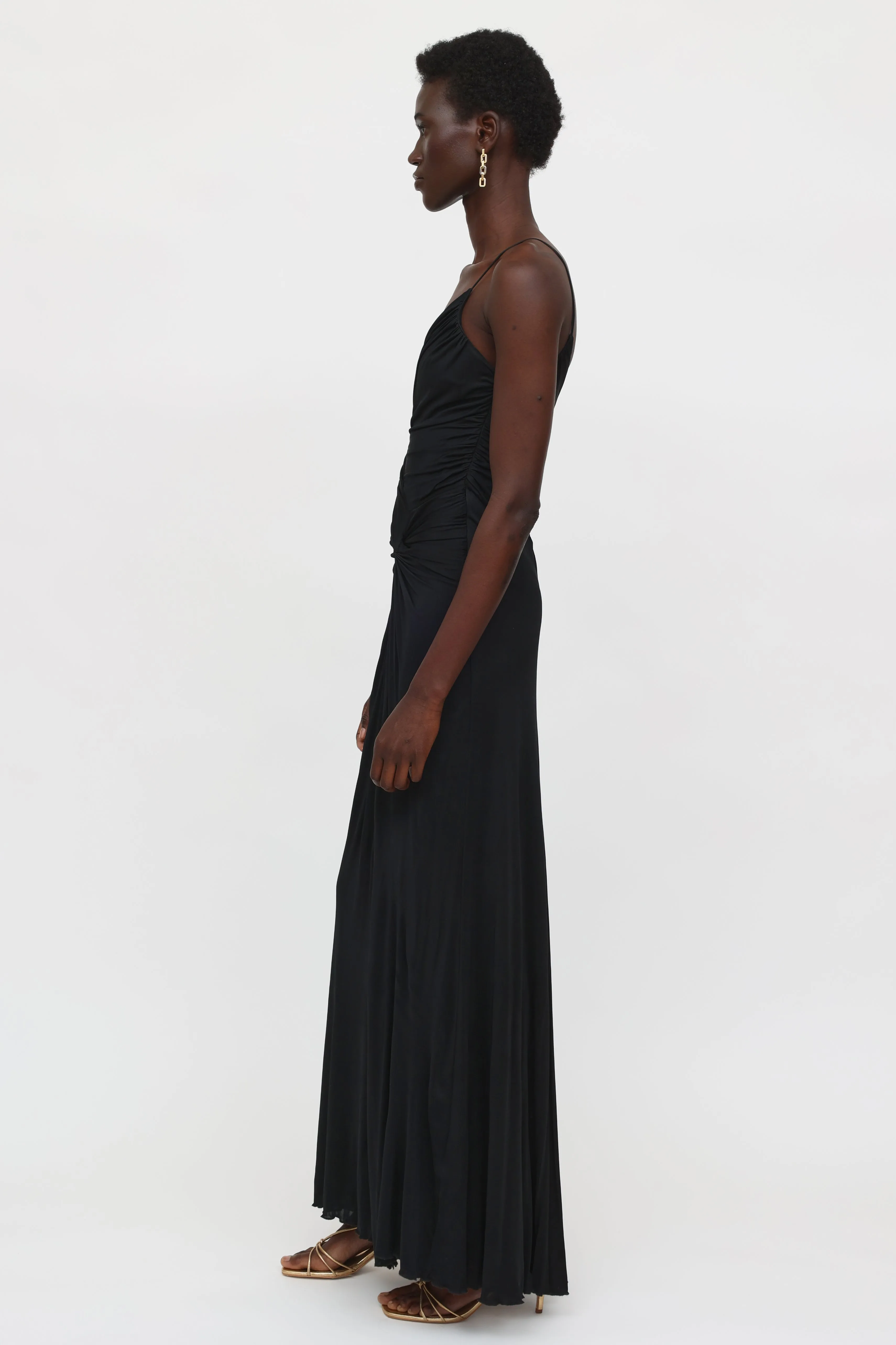 Black Ruched Long Gown