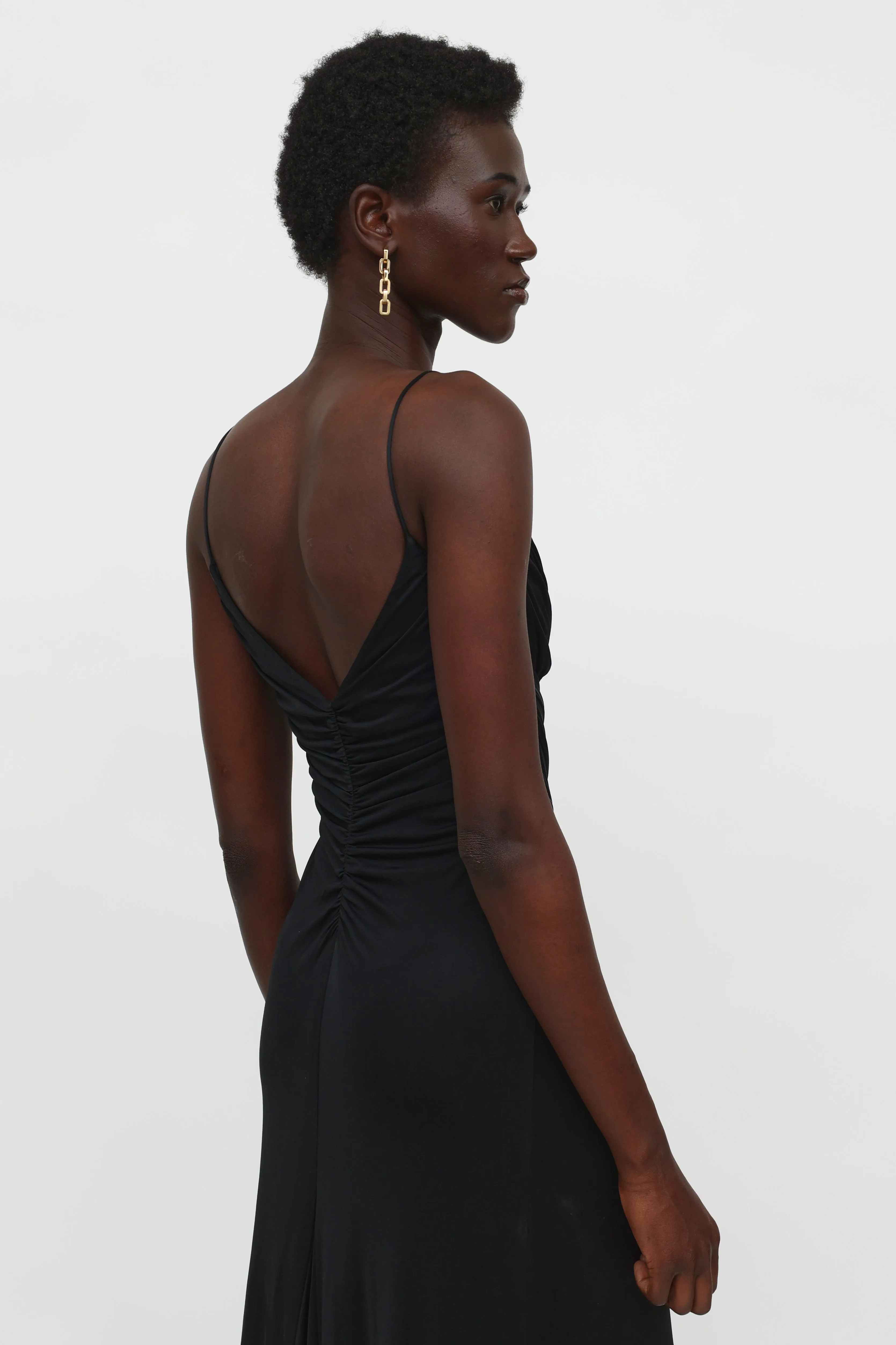 Black Ruched Long Gown