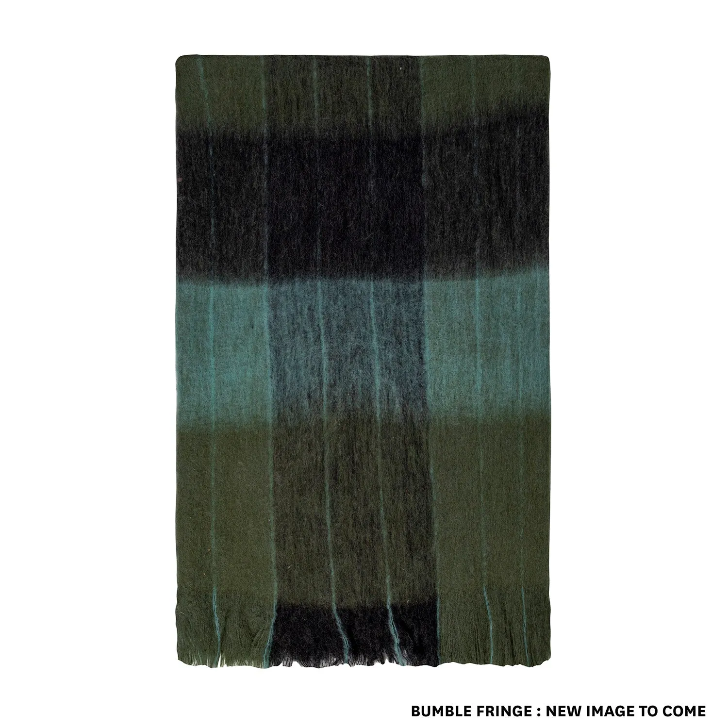BLISS PENCIL STRIPE THROW, BUMBLE FRINGE, OLIVE AND SAGE