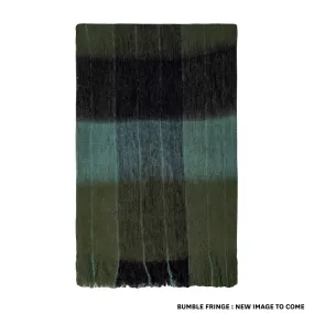 BLISS PENCIL STRIPE THROW, BUMBLE FRINGE, OLIVE AND SAGE
