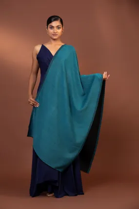 Blue & Black Reversible Fine Wool Shawl for Women - Elegant & Cozy