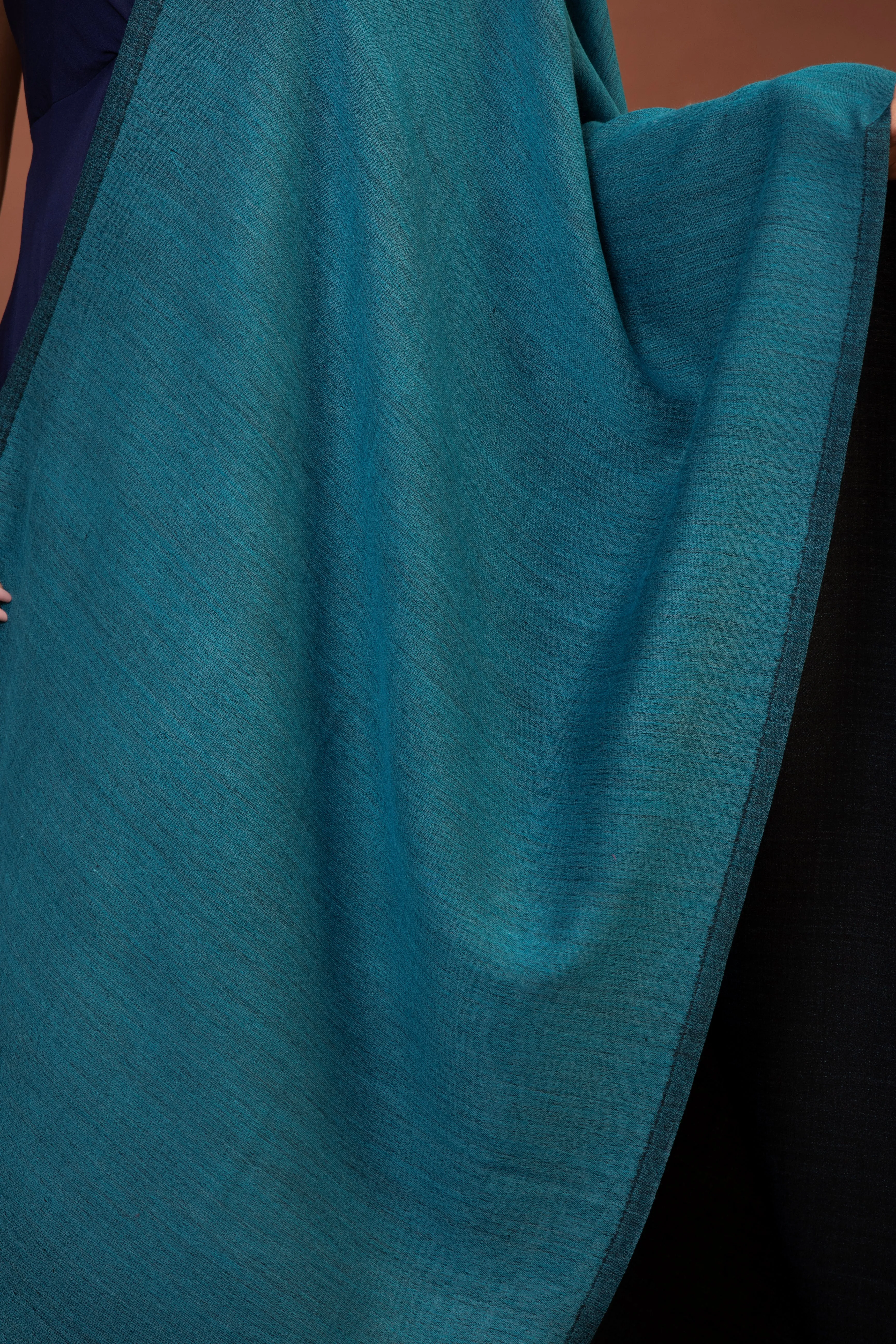 Blue & Black Reversible Fine Wool Shawl for Women - Elegant & Cozy