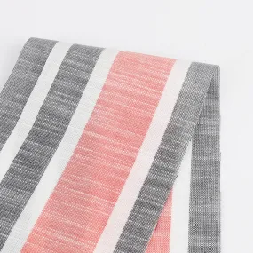 Border Stripe Cotton - Coral Mix (remnant)