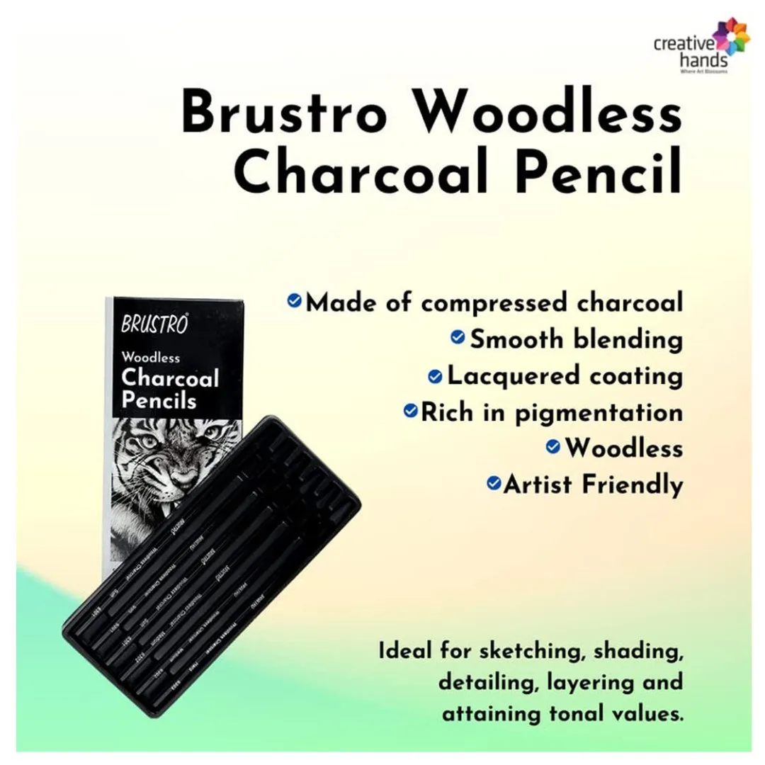 Brustro Woodless Charcoal Pencils Set Of 6