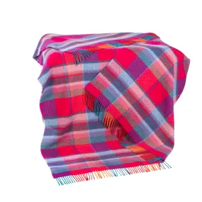 Cashmere Throw Orange Cerise Multi Check