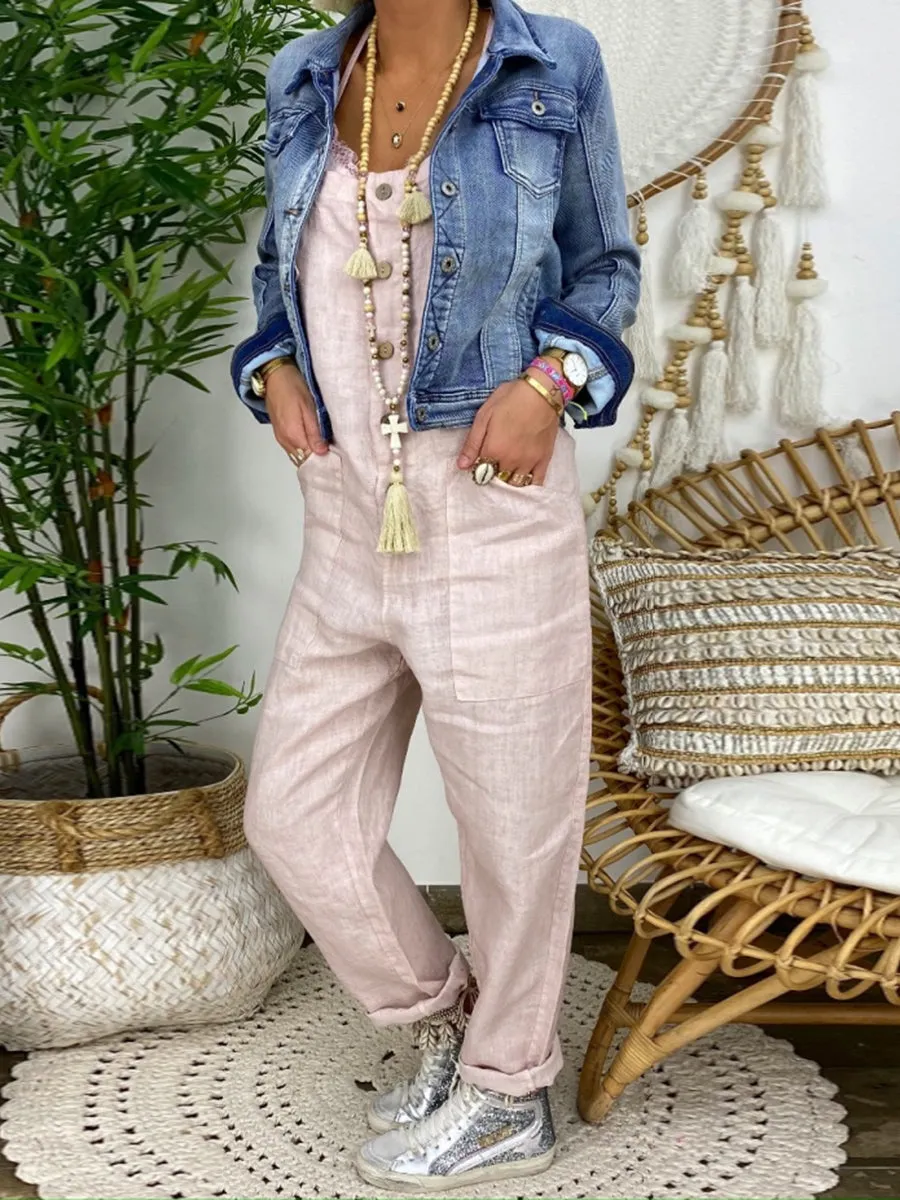 Casual Loose Joker Solid Color Jumpsuit