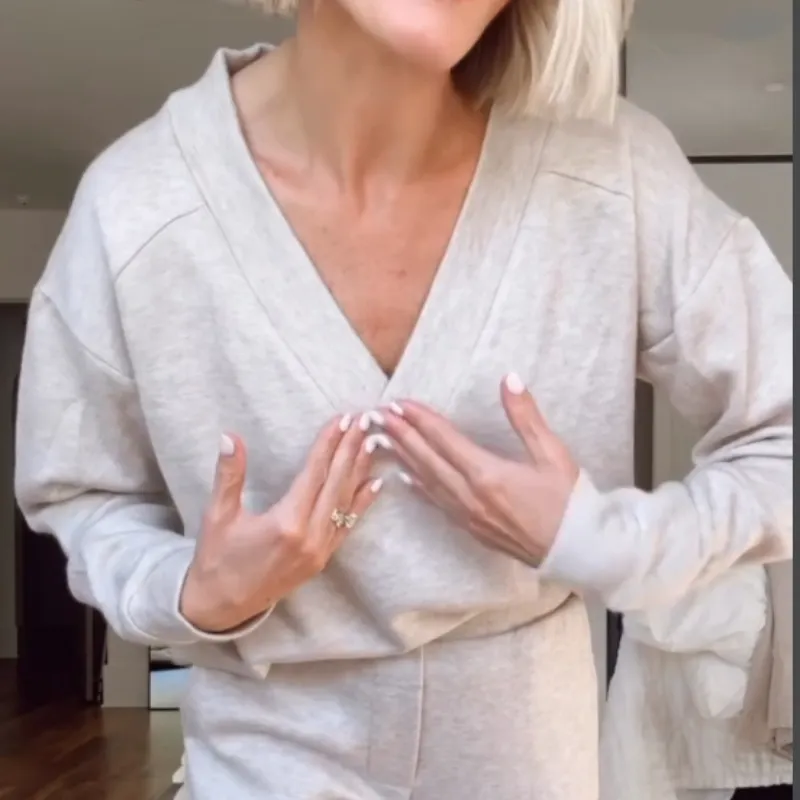 Casual Suit V-Neck Top & Wide Leg Pants