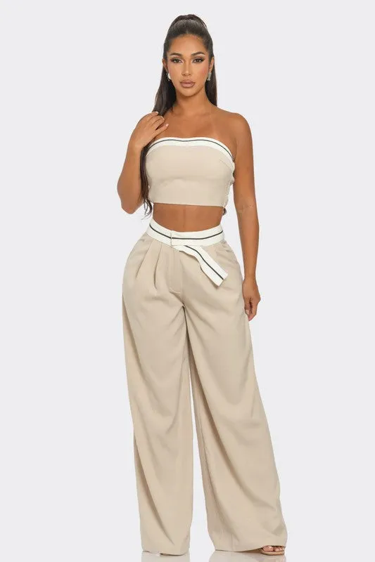 Casually Chic-Nude Wide Leg Pants Set
