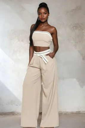 Casually Chic-Nude Wide Leg Pants Set