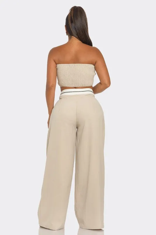 Casually Chic-Nude Wide Leg Pants Set