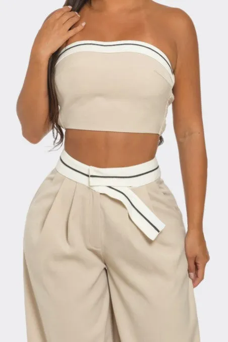 Casually Chic-Nude Wide Leg Pants Set