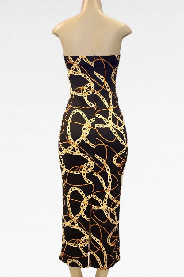 Chains & Ropes Print Tube Long Dress