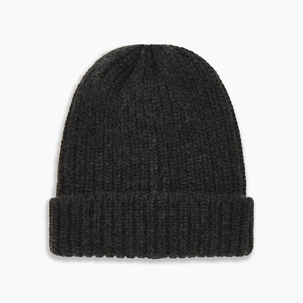 Charcoal Cashmere Ribbed Hat