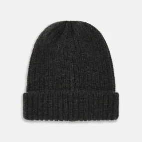 Charcoal Cashmere Ribbed Hat