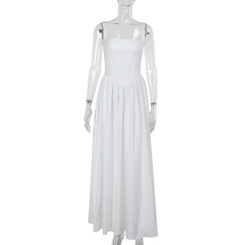 Chic Slim-Fit Solid Color Dress for Women