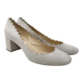 Chloe Lauren Scalloped Suede Heels Pumps Shoes 39 9 Gray