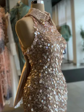 Collar Style Long Evening Dress