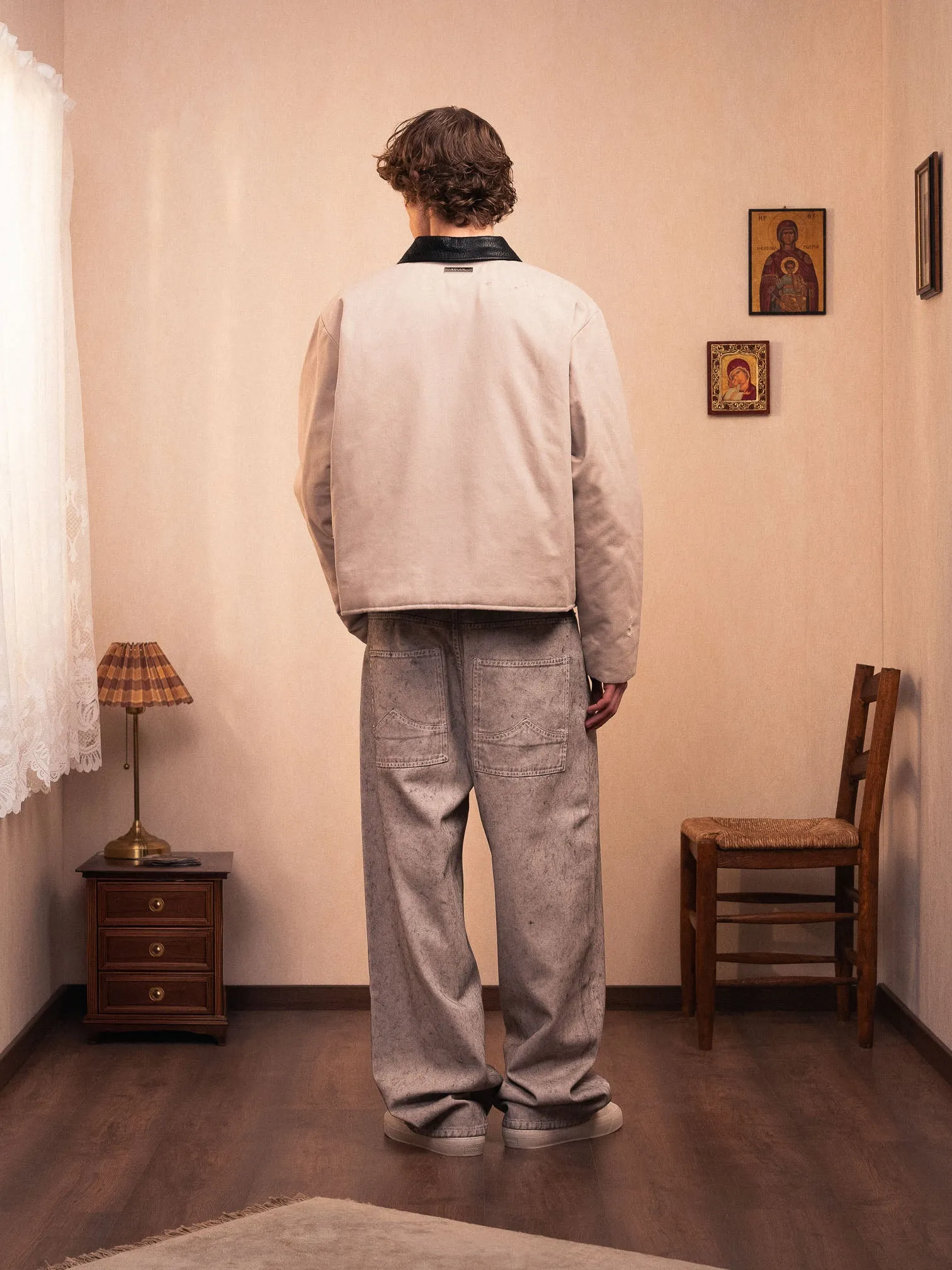 DEBOSSED DENIM PANTS