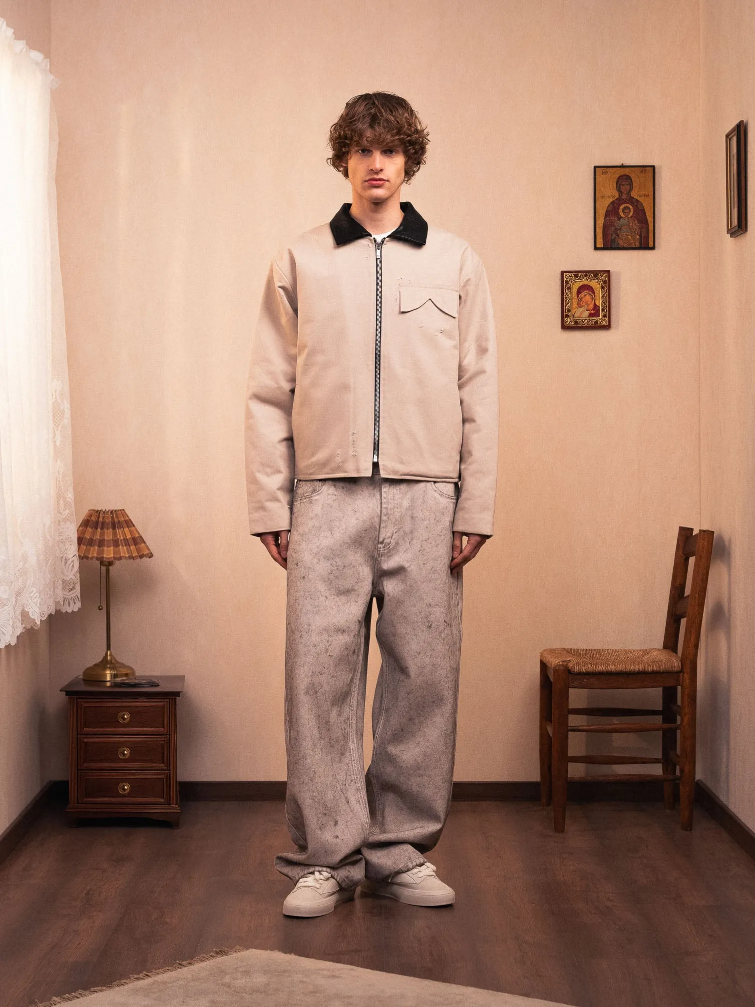 DEBOSSED DENIM PANTS