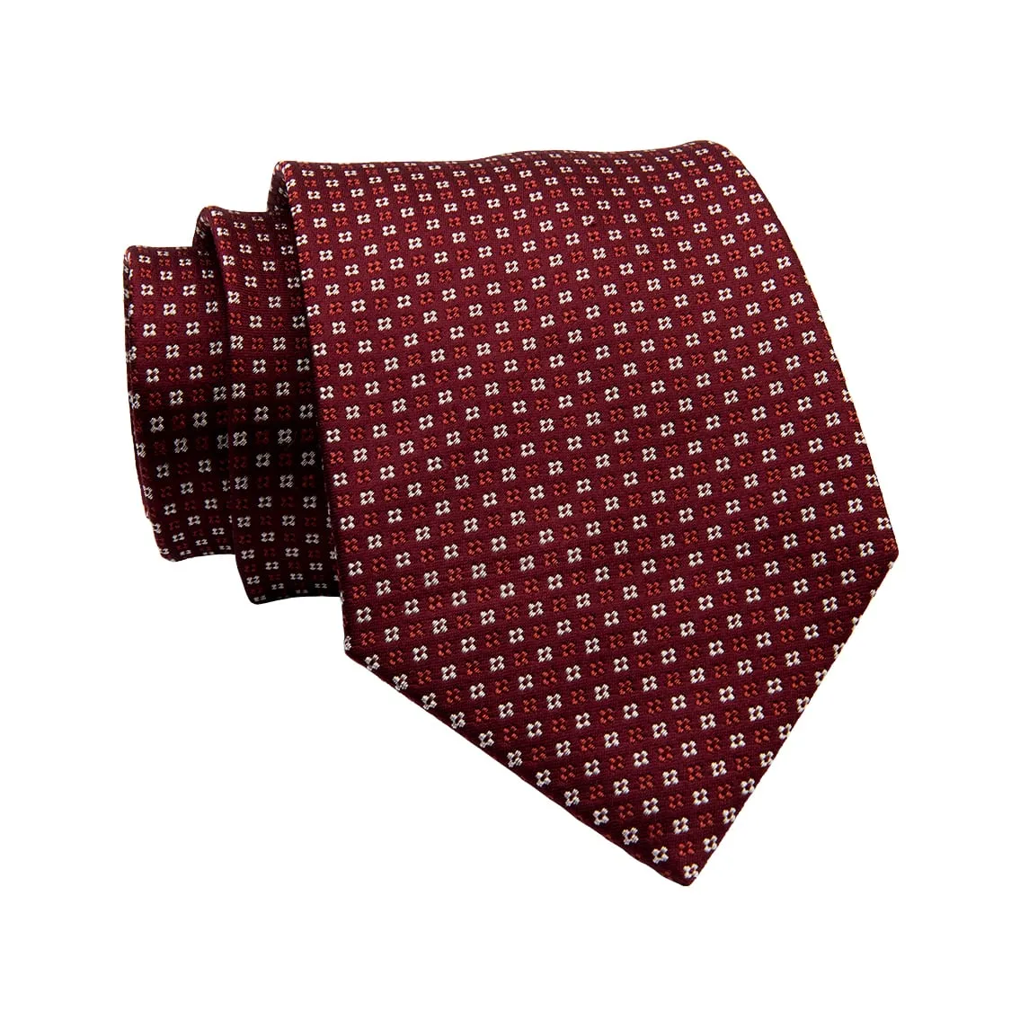 Dorchester Foulard Silk Tie, Burgundy Red / Silver
