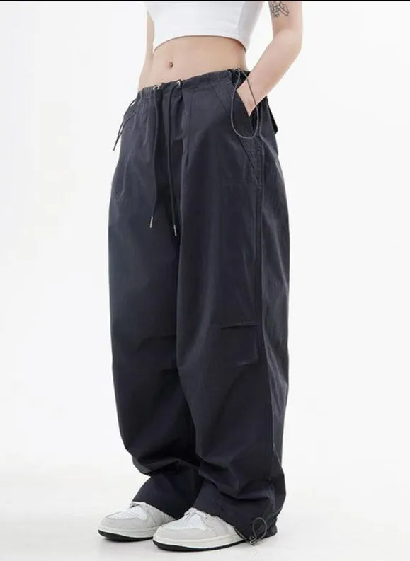Drawstring Waist Wide leg Parachute Pants